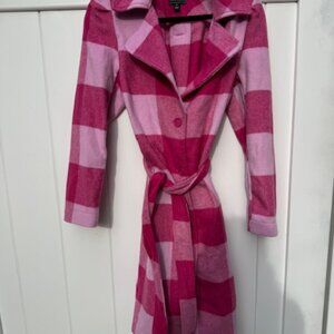 NWOT G by Guliana pink check coat sz  M